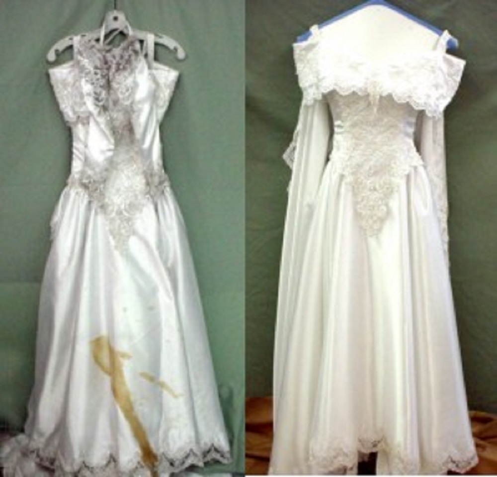Trước và sau giặt hấp giặt khô đầm cưới váy cưới chuyên nghiệp tại tphcm