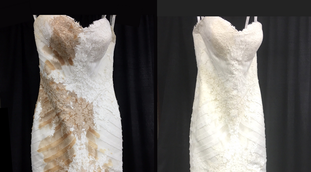 Đầm cưới trước và sau khi xử lý tại thế giới giặt sấy quận 5 tphcm